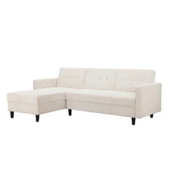 Hartford II - 3-zits Hoekslaapbank In Crèmekleurige Stof