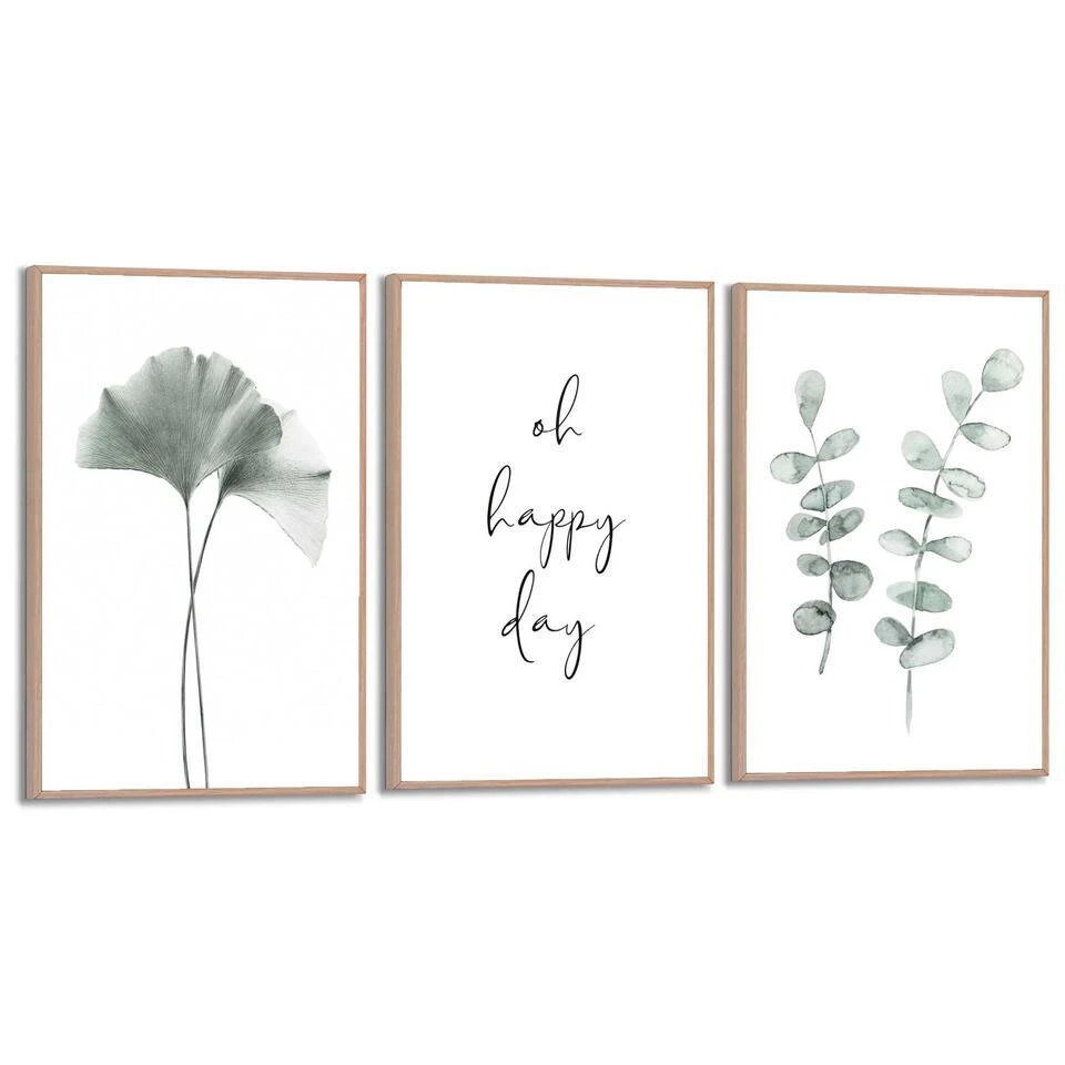 Set Poster Met Lijst - Green Twigs 1 Set Poster Met Lijst - Green Twigs