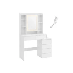 Furnihaus Kaptafel LED 3 Kleuren Lichtsterkte Instelbaar Met Spiegel Voor