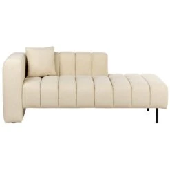 LANNILS - Chaise Longue - Beige - Linkszijdig - Fluweel