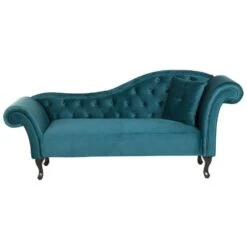 LATTES - Chaise Longue - Blauw - Rechterzijde - Fluweel