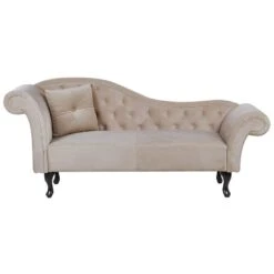 LATTES - Chaise Longue - Beige - Linkerzijde - Fluweel