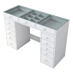 Arabic House Kaptafel Wit/Glas - 120x44,5x79,8cm - Beyas