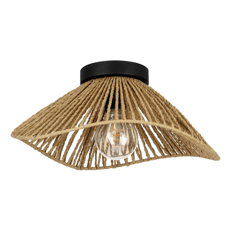 EGLO Lavister Plafonnière - E27 - Papier/Staal - Zwart/Bruin 1 EGLO Lavister Plafonnière - E27 - Papier/Staal - Zwart/Bruin