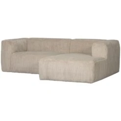 WOOOD Bean Chaise Longue Bank Rechts - Ribstof - Travertin -73x254x178