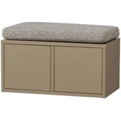 WOOOD Turner Opbergbank Incl. Kussen- Grenen - Mud - 47x80x44