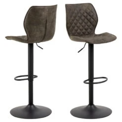 Barkruk Grijs Stof - 45,5x51x116cm - Henriëtte - Set Van 2