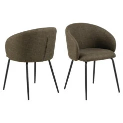 Eetkamerstoel Groen - Zithoogte 48cm - 56x55x80,5cm - Skive - Set Van 2