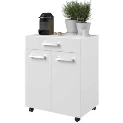 Keukenkastje Unya Met Wieltjes - 2 Deuren & 1 Lade - Wit