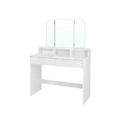 Parya Home Kaptafel, Kaptafel Met Opklapbare Spiegel En 2 Laden