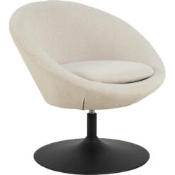 Fauteuil Beige Stof Draaibaar - Zithoogte 47cm - Eva