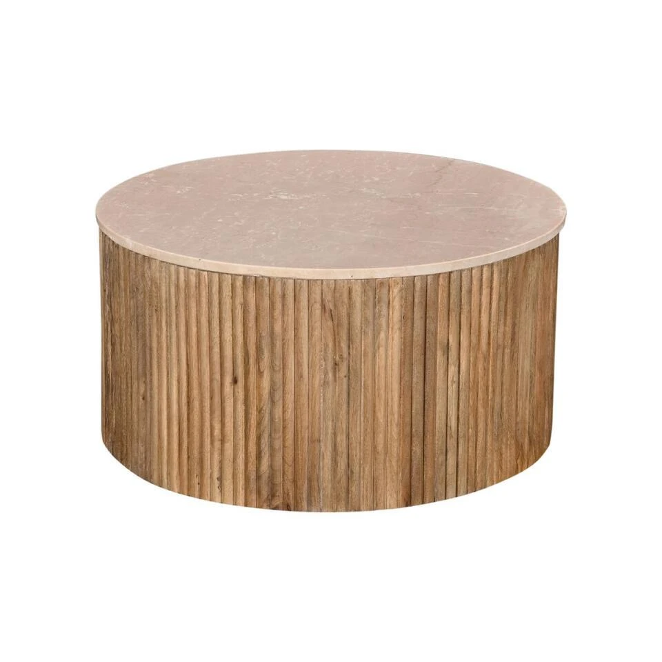 Salontafel Marmer Naturel Mangohout - 70x70x35cm - Davi 1 Salontafel Marmer Naturel Mangohout - 70x70x35cm - Davi