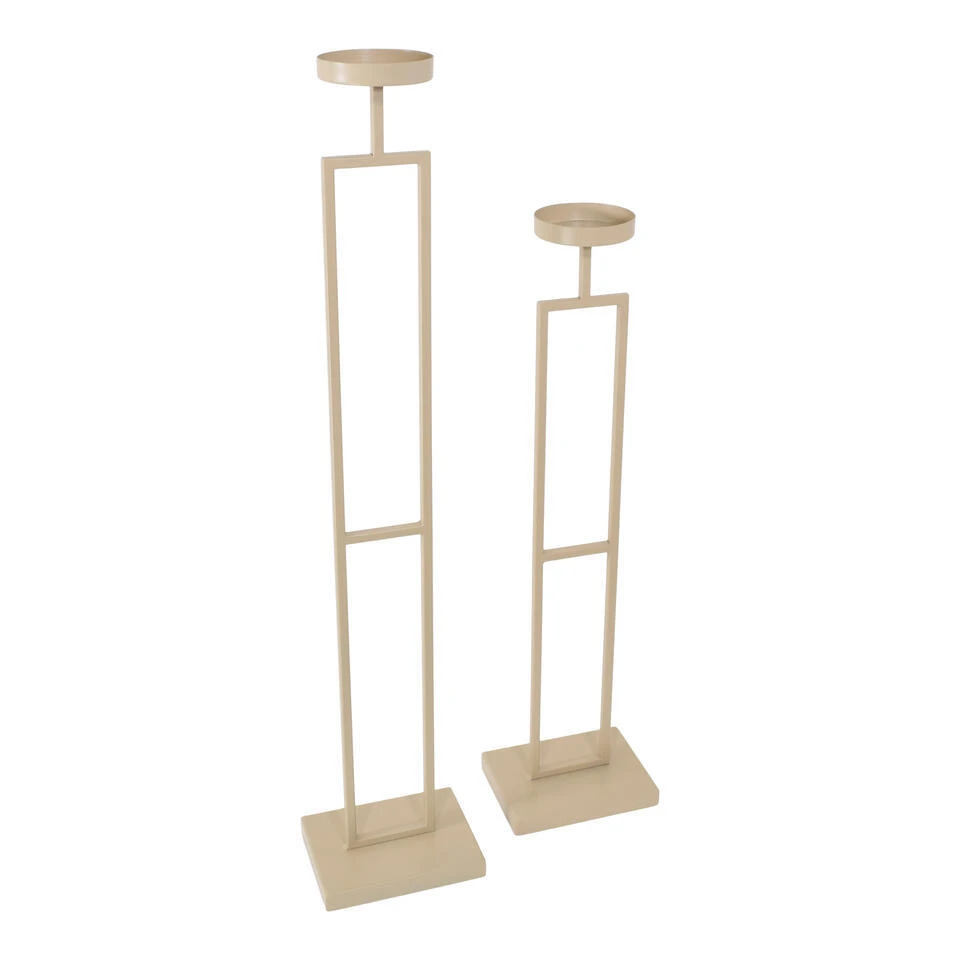 LOFT42 Vloerkandelaar Set Flame - Beige Metaal 1 LOFT42 Vloerkandelaar Set Flame - Beige Metaal