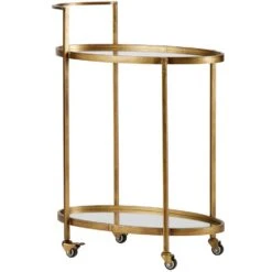 WOOOD Push Trolley - Metaal - Antique Brass - 86x67x35