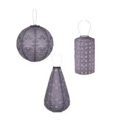 Lumiz Lampion Op Zonne Energie - Solar Tuinverlichting - Paarse Set - 3 Stuks