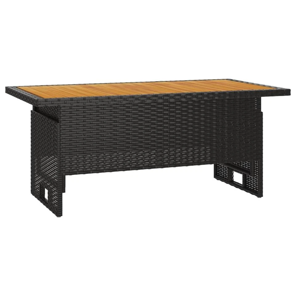 VidaXL - Tuintafel - Zwart - Acaciahout En Poly Rattan - 100x50x43/63 Cm 1 VidaXL - Tuintafel - Zwart - Acaciahout En Poly Rattan - 100x50x43/63 Cm