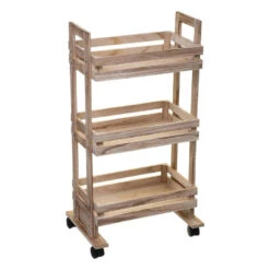 5Five Keukentrolley/kast - Bruin - Hout - 82 X 42 X 30 Cm - 3 Niveaus - Fruitkis