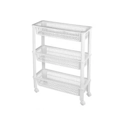 CM Keukentrolley - Op Wieltjes - 3 Laags - Wit - Kunststof