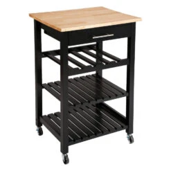 5Five Keukentrolley - Met Lade - Zwart/bruin - 87 X 58 X 48 Cm