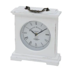 Deco By Boltze Tafelklok St James - Wit - H23 Cm - Glas/hout