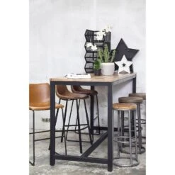 Voorkant 9 Bartafel Acaciaout & Zwart Metaal - 180x80x110cm - Jim