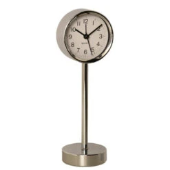 Merkloos Tafelklok Staand - Metaal - Zilver - 22 Cm- Pilaarklok