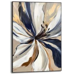 Schilderij Glamour Flower - 70x50cm - Blauw