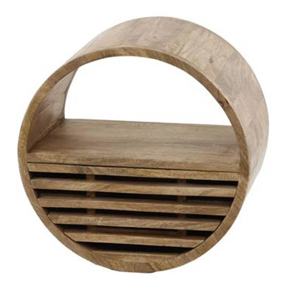 Wandplank Wes ø40cm X25cm-zandkleurig Mangohout 1 Wandplank Wes ø40cm X25cm-zandkleurig Mangohout