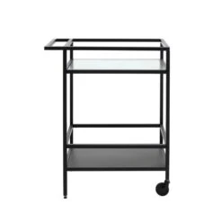 Trolley Zwart Metaal/Glas - 70x42x85cm - Bronco