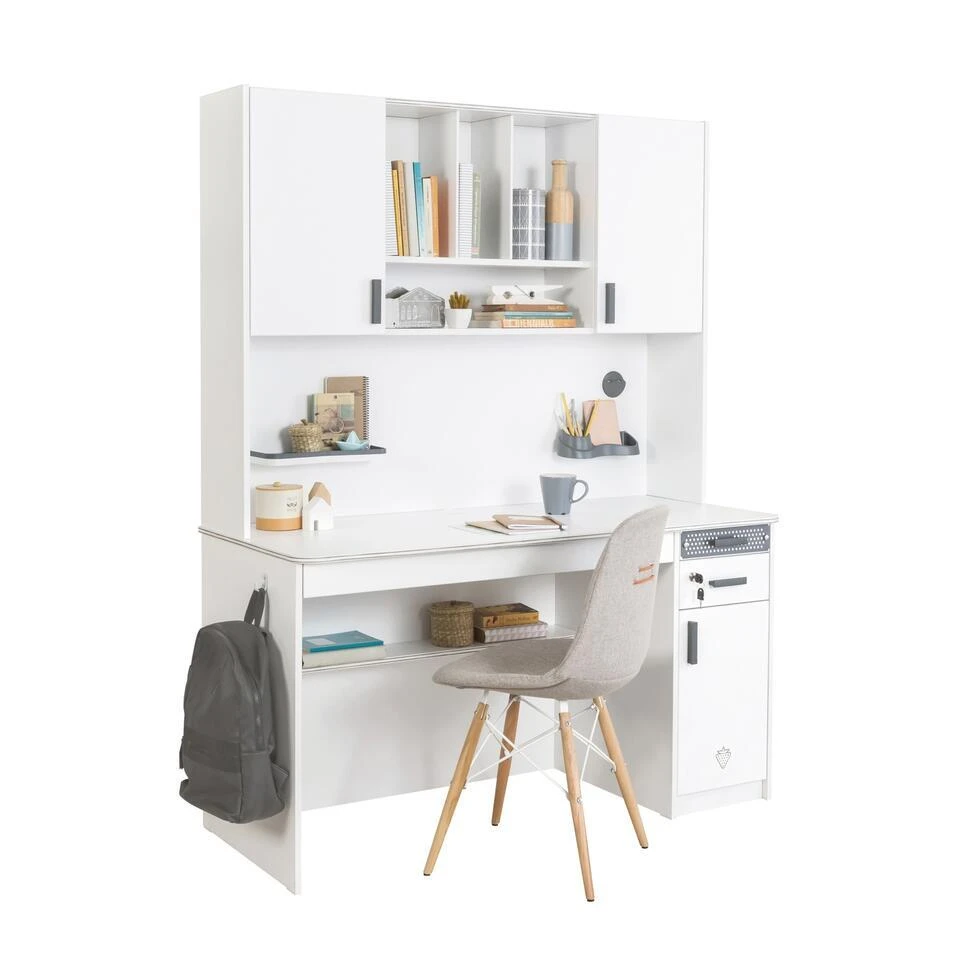 California - Bureau - Tienerkamer - 58x138x179 Cm - Wit 1 California - Bureau - Tienerkamer - 58x138x179 Cm - Wit