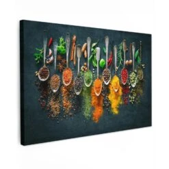 MuchoWow Canvas Schilderij 90x60cm Kruiden Specerijen Lepels