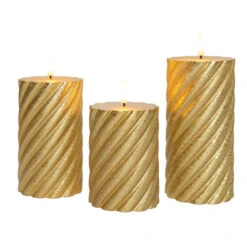Anna Collection LED Kaarsen - 3x - Goud -swirl -afstandsbediening