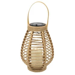 Home Deco Factory Zonnelantaarn Tafellamp - Solar -rotan - 26,5 Cm -kaarseffect