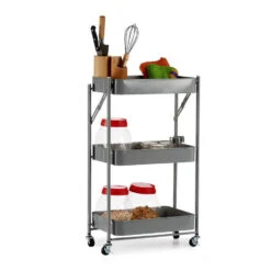 Kinvara Keuken/badkamer Trolley - L45 X B30 X H78 Cm - Grijs - Metaal