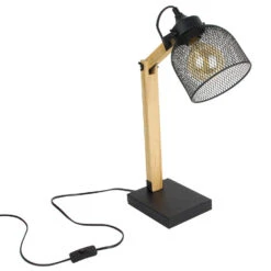 Home Deco Factory Bureaulamp - Zwart - Metaal En Hout - Tafellamp