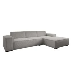 Meubella - Hoekbank Cardiff - Grijs - Ribstof - Rechts