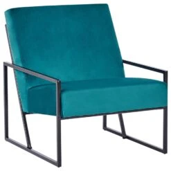 DELARY - Fauteuil - Blauwgroen - Fluweel