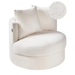DALBY - Fauteuil - Wit - Bouclé