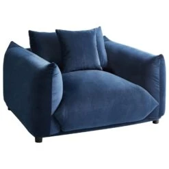 LUVOS - Fauteuil - Donkerblauw - Fluweel