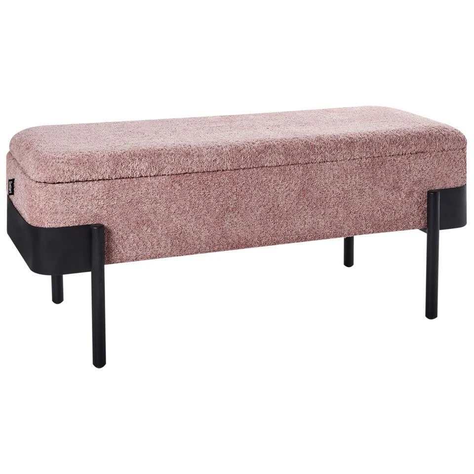 WARREN - Bankje Met Opbergruimte - Roze - Polyester 1 WARREN - Bankje Met Opbergruimte - Roze - Polyester