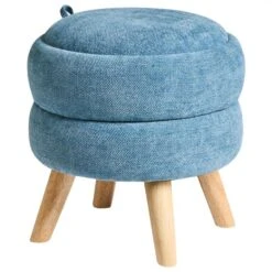 HAWLEY - Poef - Blauw - Chenille