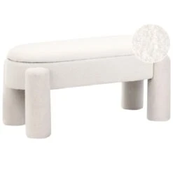 OAKLEY - Opbergbankje - Off-white - Bouclé