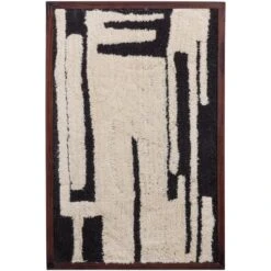 WOOOD Anka Wanddeco - Katoen/Hout - Zwart/Wit - 90x60x10