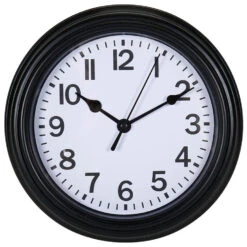 Merkloos Ostaria Wandklok/muur Klok - D22 Cm - Kunststof - Zwart - Kamer