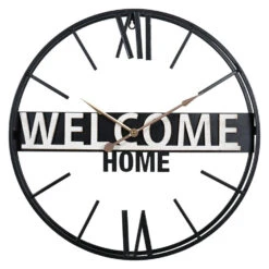 Merkloos Ostaria Wandklok/muur Klok - 50cm - Welcome Home - Metaal - Zwart