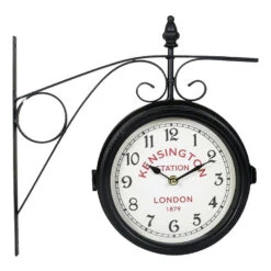 Merkloos Ostaria Wandklok/muur Klok - 21cm - Station Klok - Metaal - Zwart