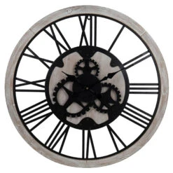 Merkloos Ostaria Wandklok/muur Klok - D79cm - MDF/metaal - Naturel - Kamer