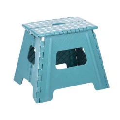 Merkloos HI Huishoudtrap - Blauw - 38x32x31 Cm - Opvouwbaar - Keukentrap