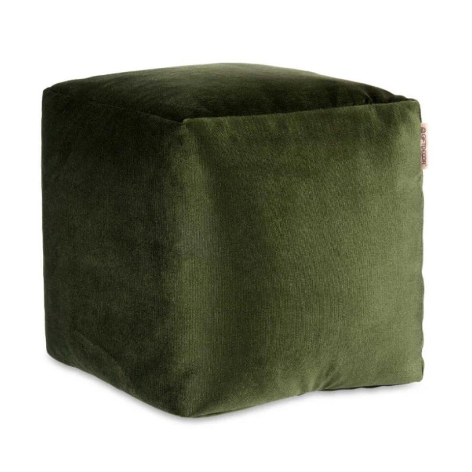 Merkloos Arte Regal Poef - Fluweel - Donkergroen - 30 X 30 Cm - Vierkant 1 Merkloos Arte Regal Poef - Fluweel - Donkergroen - 30 X 30 Cm - Vierkant