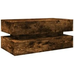 VidaXL - Rechthoekige Salontafel Met LED - Gerookt Eiken - Hout - 90x50 Cm